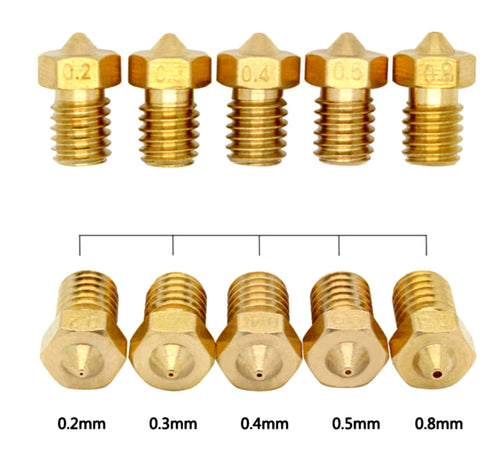 E3D V6 Style Brass Nozzle Various Bore Sizes 0.4-1.0 mm for Standard V6 block and 1.75 mm Filament
